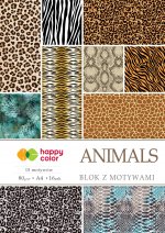 Blok Happy Color z motywami ANIMALS A4 15+1 arkuszy 80g/m2, 15 motywów
