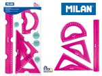 Zestaw geometryczny Milan różowy na blistrze 4 sztuki