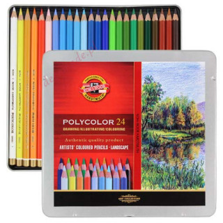 Kredki ołówkowe polycolor Koh-i-Noor 3824 24 kolory krajobraz opakowanie metalowe