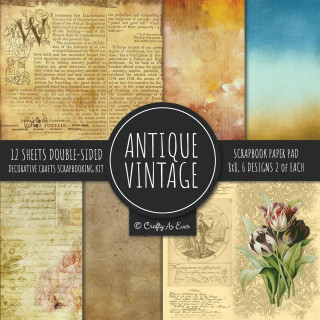 Antique Vintage Scrapbook Paper Pad 8x8 Decorative Scrapbooking Kit Collection for Cardmaking, DIY Crafts, Creating, Old Style Theme, Multicolor Desig