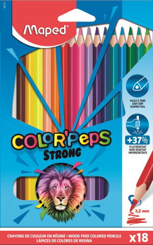 Maped - Bezdďż˝evďż˝ pastelky Color'Peps Strong 18 ks