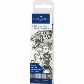 Faber - Castell Popisovaďż˝ Pitt Artist Pen Comic - ďż˝edďż˝ 4 ks