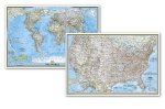 National Geographic: World and United States Classic Maps [poster Size, Map Pack Bundle]