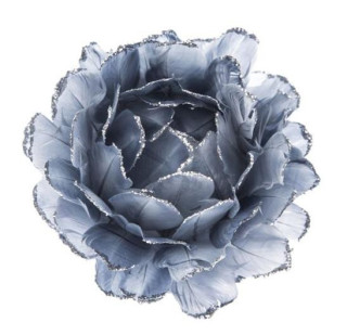 Závěsná květina z peří - šedo modrá