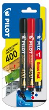 Marker Permamentny okrągła końcówka Sca-400 Set 2+1 Pilot (czarny/czerwony/niebieski)