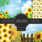 Sunflower Scrapbook Paper Pad 8x8 Scrapbooking Kit for Papercrafts, Cardmaking, Printmaking, DIY Crafts, Botanical Themed, Designs, Borders, Backgroun