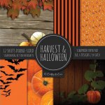 Harvest & Halloween Scrapbook Paper Pad 8x8 Scrapbooking Kit for Papercrafts, Cardmaking, Printmaking, DIY Crafts, Orange Holiday Themed, Designs, Bor