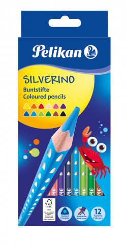 Kredki ołówkowe trójkątne Pelikan silverino 12 kolorów