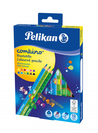 Kredki ołówkowe trójkątne grube Cmbino Pelikan 12 kolorów