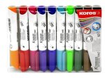 Kores Permanentní popisovač K-MARKER na bílé tabule, zkosený hrot 3-5 mm, mix 10 barev (černá, červená, zelená, modrá, růžová, tyrkysová, oranžová, hn
