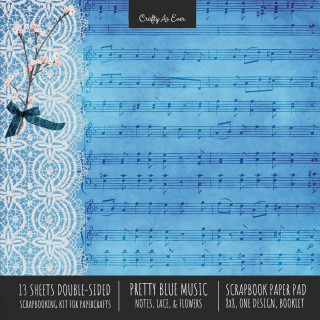 Pretty Blue Music Scrapbook Paper Pad 8x8 Decorative Scrapbooking Kit for Cardmaking Gifts, DIY Crafts, Printmaking, Papercrafts, Notes Lace Flowers D