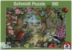 Tiere im Wald. Puzzle 100 Teile