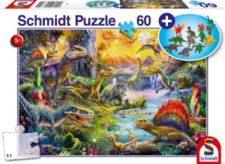 Dinosaurier. Puzzle 60 Teile, mit Add-on (Dinosaurier-Figuren-Set)