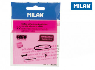 Karteczki samoprzylepne Milan FLUO przezroczyste róż 76x76, 50 szt.