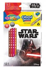 Kredki ołówkowe trójkątne Colorino Kids 13 kolorów 12 sztuk z temperówką Star Wars