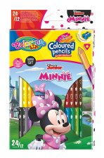 Kredki ołówkowe trójkątne Colorino Kids 24 kolorów 12 sztuk z temperówką Minnie