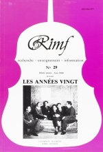 REVUE INTERNATIONALE DE MUSIQUE FRANCAISE. NUMERO 29. LES ANNEES VINGT.