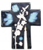 Croix bleue foncé - Bougie blanche