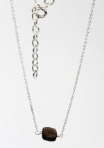 Collier en argent, coussin de Quartz Fumé 7 mm