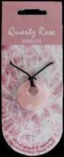 Pendentif Pierre Ronde Percée Quartz Rose