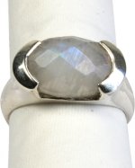 Bague argent Pierre de Lune facettée - Taille 56
