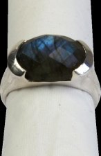 Bague argent Labradorite facettée - Taille 57