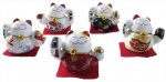 Ensemble de 5 Chats Maneki Neko en porcelaine