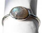 Bague jonc argent avec pierre facettée sertie Labradorite - T53