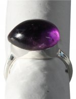 Bague argent pierre polie bombée Améthyste - T56