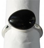 Bague argent pierre polie bombée Onyx noir - T51