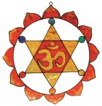 Mobile attrape-soleil - Merkaba Om - Rouge et jaune