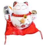 Chat Maneki Neko Porte-Bonheur Chance Tirelire Céramique - 8 cm