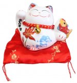 Chat Maneki Neko Porte-Bonheur Santé Tirelire Céramique - 8 cm