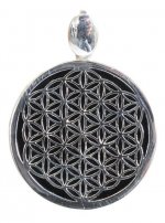 Pendentif Onyx noir Argent 925 Fleur de vie