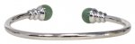 Bracelet Magnétique métal argenté jonc finition 2 boules Aventurine