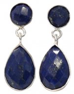 Boucles d'oreilles argent goutte sertie - Lapis Lazuli