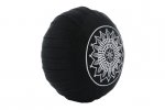 Zafu en Kapok Noir Broderie Mandala Blanche