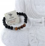 Bracelet H Pierre de lave et Oeil de Tigre Perles rondes 8 mm