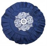 Zafu en Kapok Bleu Broderie Mandala Blanche