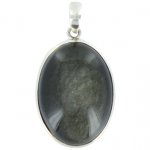 Pendentif avec carte Obsidienne Dorée Argent - Tranche 3 à 3,5 cm