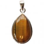 Pendentif avec carte Oeil de Tigre Argent - Tranche 2,5 à 3 cm