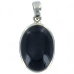 Pendentif avec carte Onyx Noir Argent - Tranche 2,5 à 3 cm
