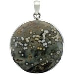 Pendentif avec carte Jaspe Océan Argent - Tranche 2,5 à 3 cm