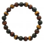 Bracelet Mix Oeil de Tigre, Taureau, Faucon Perles rondes 8 mm