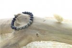 Bracelet Onyx poli mat et Pyrite Perles rondes 8 mm