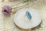 Bague Turquoise Argent 925 Rectangulaire T53