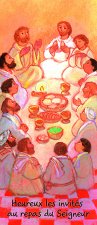 Lot de 25 - Signet Maïte Roche La Cène Heureux les invités au repas du Seigneur