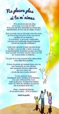 Lot de 10 - Carte texte Ne pleure pas - DEUIL