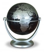 GLOBE 10 CM TOURNANT NOIR CARTO ARGENT POLITIQUE