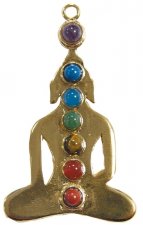 Pendentif yogi 7 chakras doré